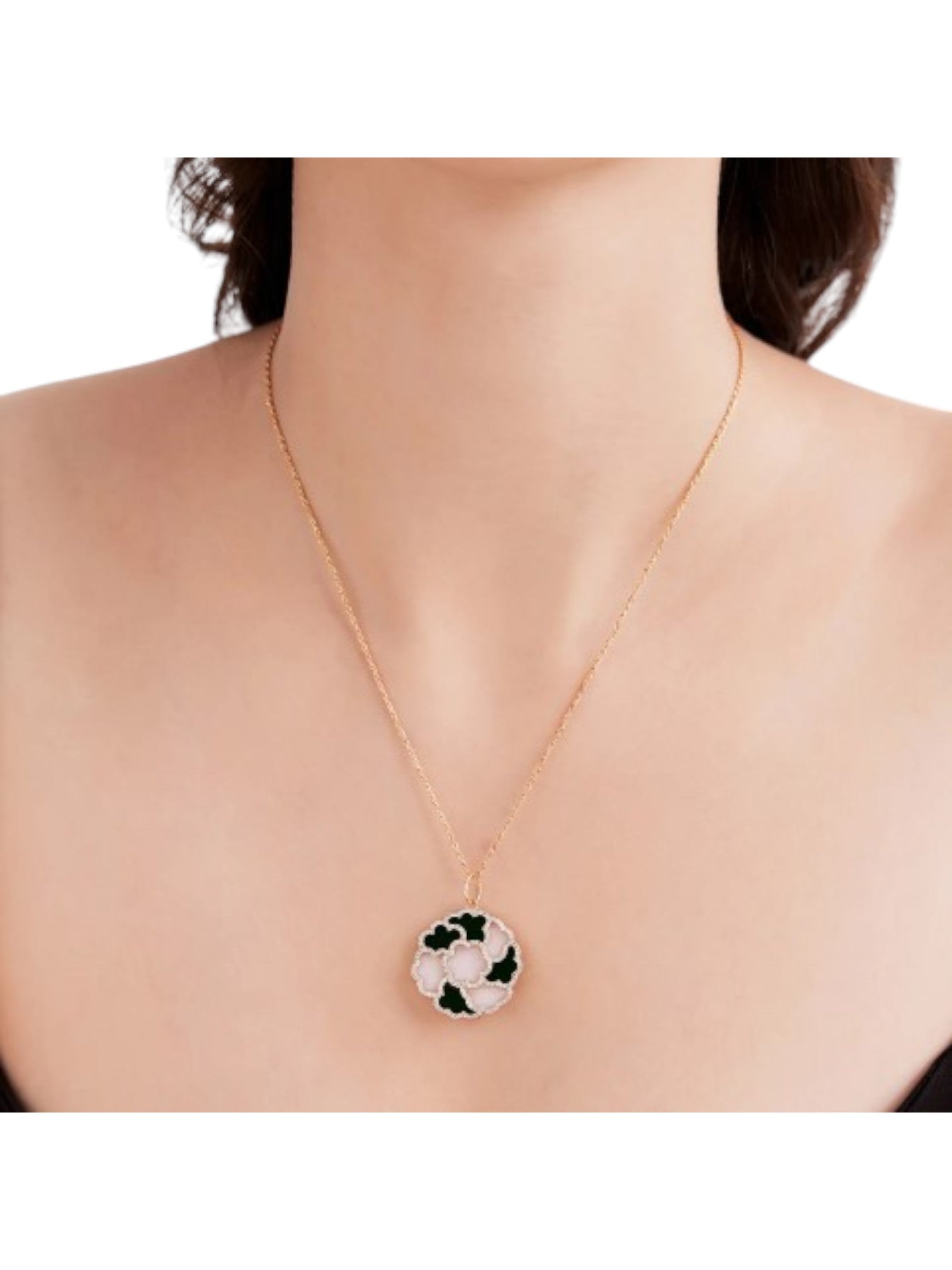 Trendy Enamel Design 925 Sterling Silver CZ Stones Rose Gold Plated Pendant With Chain For Women By Kesardeep
